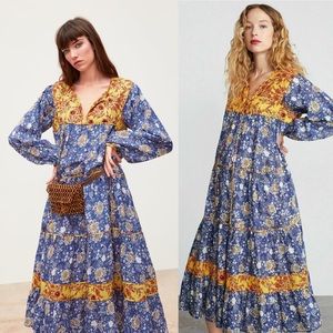 Zara Floral Contrast Maxi Dress